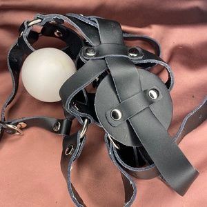 Full head restraint w/ball gag & blindfold- sanitized